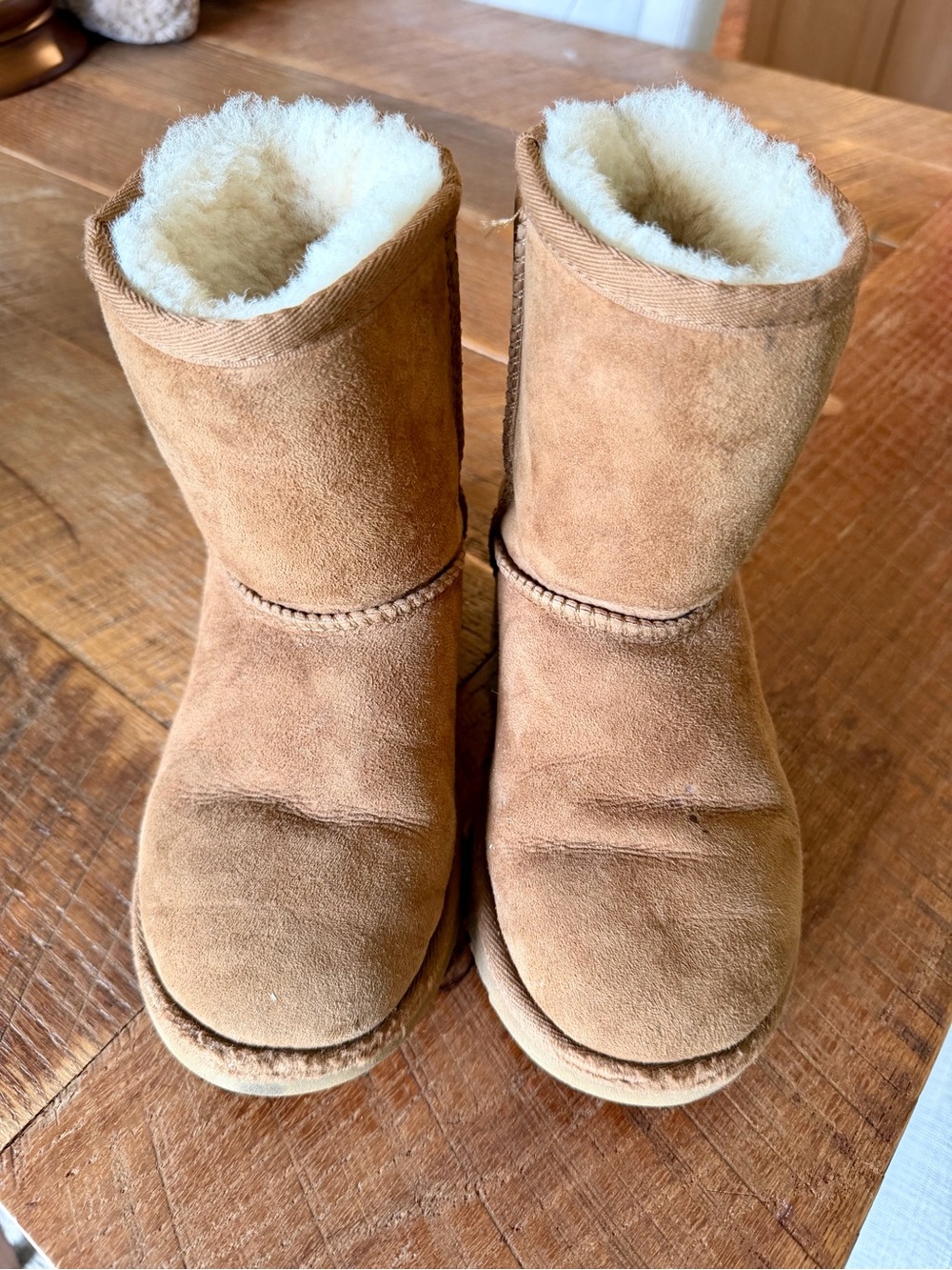 UGG Kids Classic II Tan Suede Shearling-Lined Boots